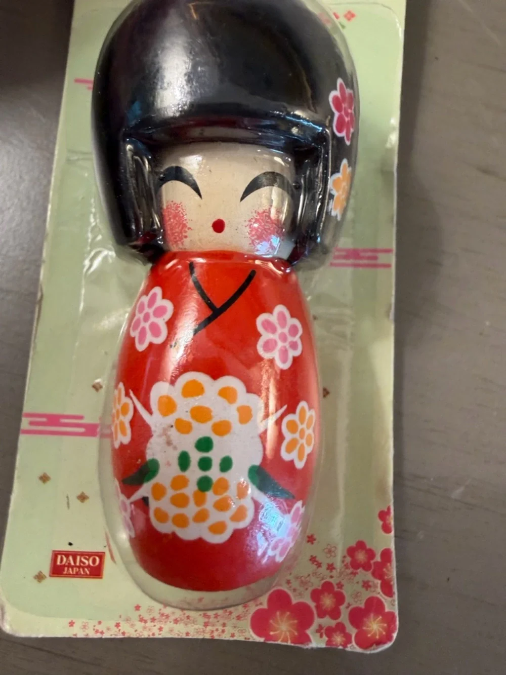 Daiso Japanese Kokeshi Wooden Painted Charm Doll 3